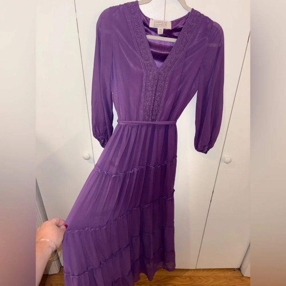 American Glamour Badgley Mishka Purple Maxi Dress